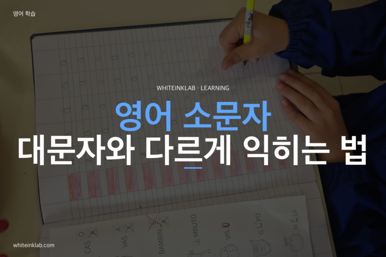 영어 소문자를 쓰며 공부하는 한국 초등학생 이미지